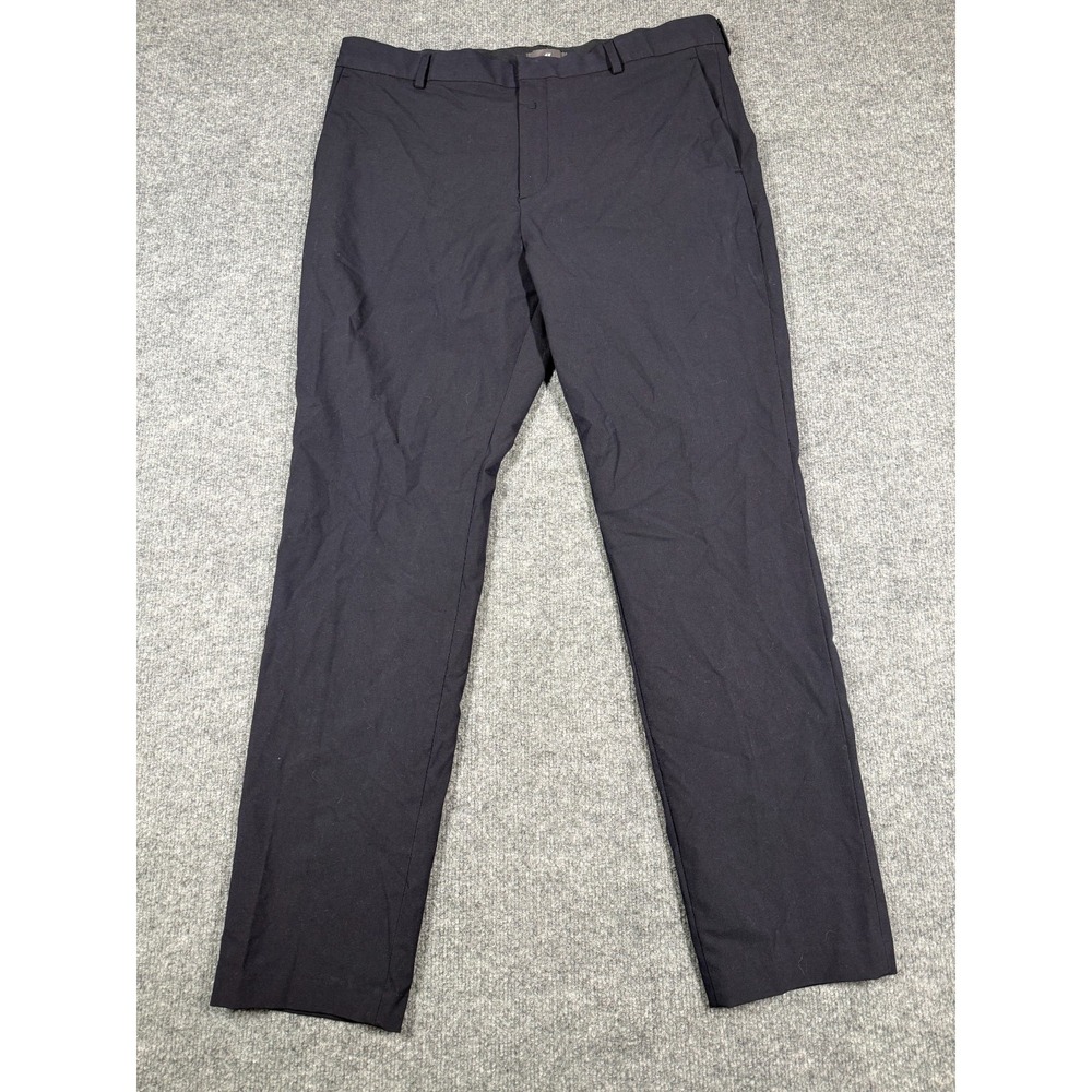 H&M Oxford Dress Pants Mens 36 Dark Navy Slim Fit Formal Business Straight Leg